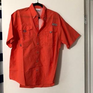 Columbia PFG Orange Short Sleeve Button Down